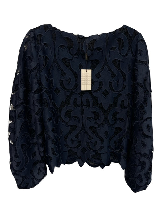 Milly Size S Blue & Black Polyester Long Sleeve Overlay Top Blue & Black / S
