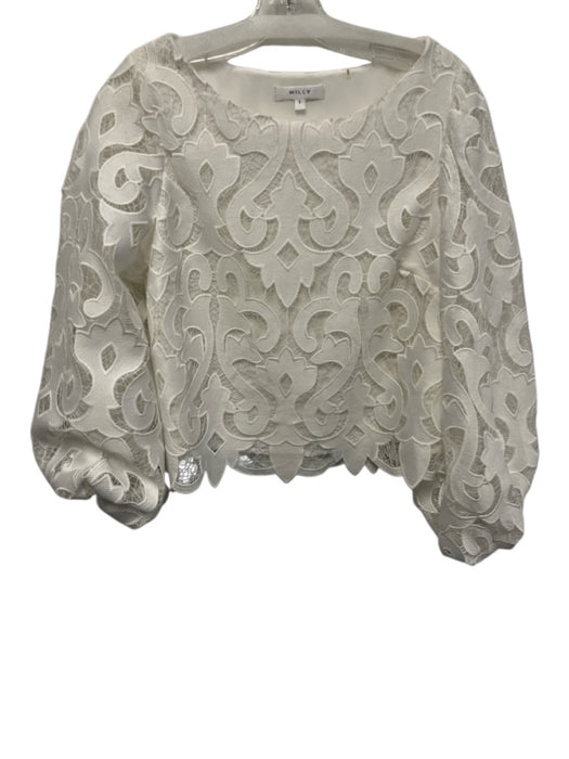 Milly Size S White Polyester Long Sleeve Overlay Top White / S