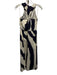 Milly Size 4 White & Navy Polyester Sleeveless Tie Detail Midi Stripe Dress White & Navy / 4