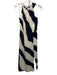 Milly Size 4 White & Navy Polyester Sleeveless Tie Detail Midi Stripe Dress White & Navy / 4