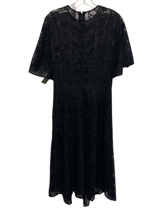 Pearl by Lela Rose Size 6 Black Polyester Short Sleeve Cut Outs Lined Midi Dress Black / 6