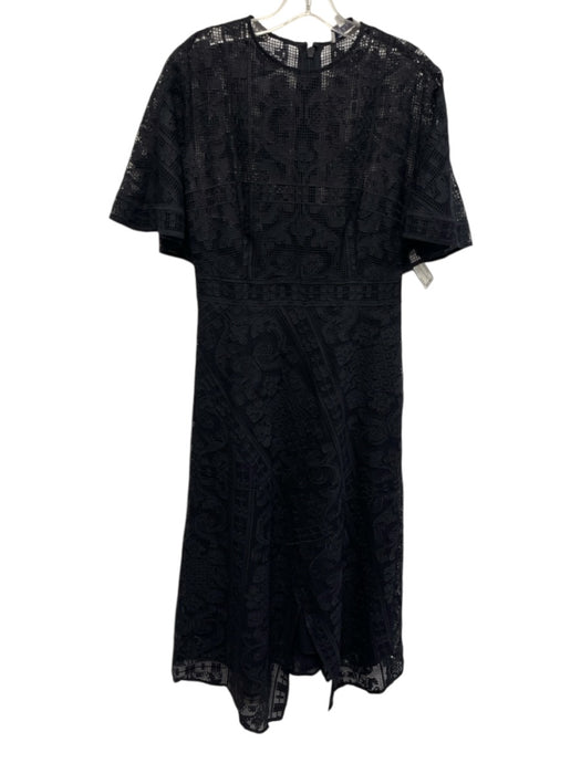 Pearl by Lela Rose Size 6 Black Polyester Short Sleeve Cut Outs Lined Midi Dress Black / 6