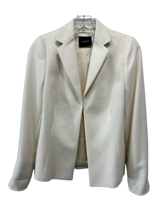 Akris Size 10 Cream & Black Cashmere, Wool & Silk Textured Blazer Jacket Cream & Black / 10