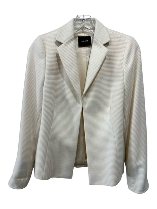 Akris Size 10 Cream & Black Cashmere, Wool & Silk Textured Blazer Jacket Cream & Black / 10