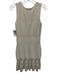 Sandro Size 3/L White Cotton & Polymide Knit Ribbed Knee Length Plisse Dress White / 3/L