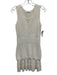 Sandro Size 3/L White Cotton & Polymide Knit Ribbed Knee Length Plisse Dress White / 3/L
