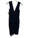 Tadashi Collection Size 2 Navy Silk & Polyester V Neck Ruffled Rouched Dress Navy / 2