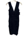 Tadashi Collection Size 2 Navy Silk & Polyester V Neck Ruffled Rouched Dress Navy / 2