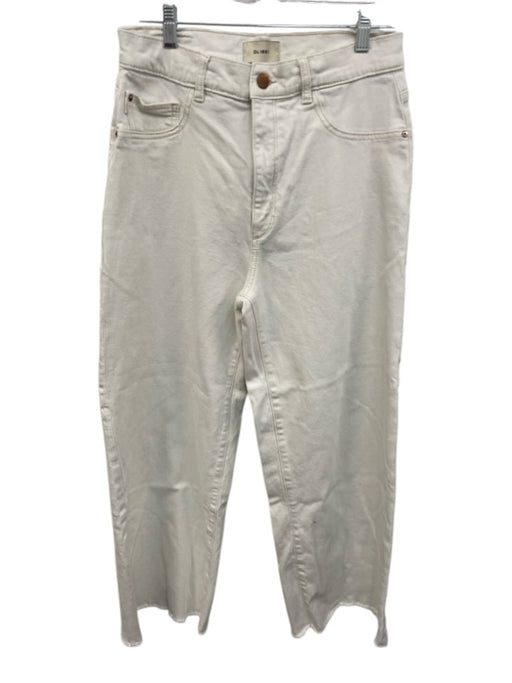 DL1961 Size 29 White Denim Button & Zip Wide Leg Raw Hem Pockets Jeans White / 29