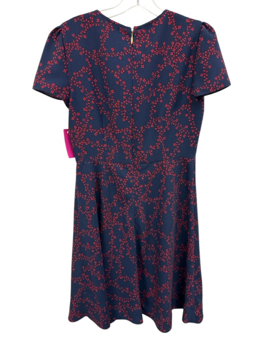 Draper James Size 8 Navy & Red Polyester Back Zip Crew Neck Short Sleeve Dress Navy & Red / 8