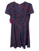 Draper James Size 8 Navy & Red Polyester Back Zip Crew Neck Short Sleeve Dress Navy & Red / 8