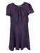Draper James Size 8 Navy & Red Polyester Back Zip Crew Neck Short Sleeve Dress Navy & Red / 8
