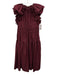 Ulla Johnson Size 4 Maroon Cotton Ruffle Accent Drawstring Waist Front Tie Dress Maroon / 4