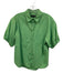 J Crew Size 8 Light Green Cotton Button Down Collar neck Puff Short Sleeve Top Light Green / 8