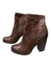 Frye Shoe Size 10 Brown Leather Side Zip Above the Ankle Heel Almond Toe Boots Brown / 10