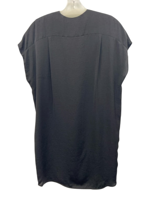 Vince Size 4 Black & White Polyester Cap Sleeve Stitch Detail V Neck Dress Black & White / 4