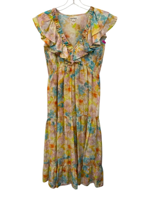 Roller Rabbit Size XS Blue, Pink & Orange Cotton & Silk Abstract Floral Dress Blue, Pink & Orange / XS