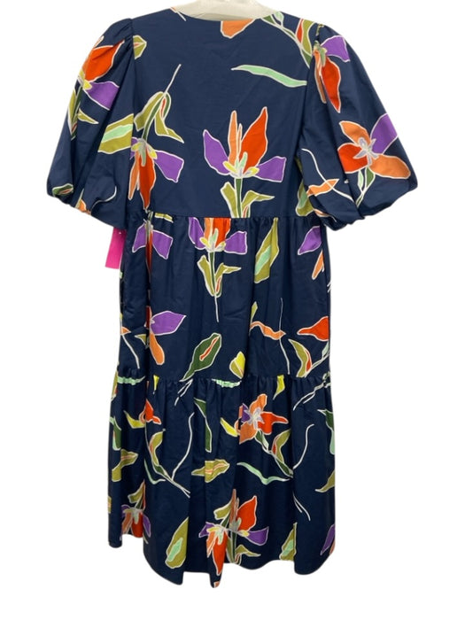 CROSBY by Mollie Burch Size XS navy blue & multi Cotton Botanical V Neck Dress navy blue & multi / XS