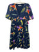 CROSBY by Mollie Burch Size XS navy blue & multi Cotton Botanical V Neck Dress navy blue & multi / XS