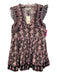 Sea New York Size XXS Black, Pink & Red Cotton Floral Ruffle Cap Sleeve Dress Black, Pink & Red / XXS