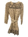 Cleobella Size XS Beige & Black Cotton Floral Long Sleeve V Neck Dress Beige & Black / XS