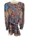 Farm Rio Size S Purple & Multi Viscose Botanical Long Balloon Sleeve Dress Purple & Multi / S