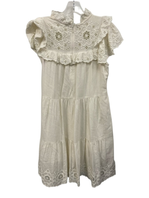 Sea New York Size XS Cream White Cotton Blend Ruffle Cap Sleeve Tiered Dress Cream White / XS