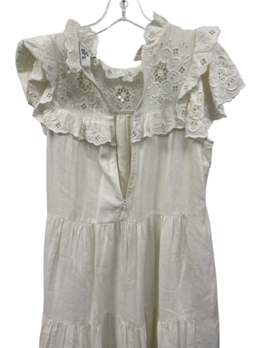 Sea New York Size XS Cream White Cotton Blend Ruffle Cap Sleeve Tiered Dress Cream White / XS
