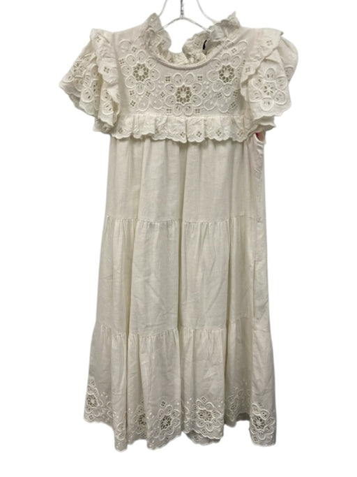 Sea New York Size XS Cream White Cotton Blend Ruffle Cap Sleeve Tiered Dress Cream White / XS