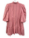 Emily McCarthy Size XS Bubblegum Pink Cotton Stripe 1/2 Puff Sleeve V Neck Dress Bubblegum Pink / XS