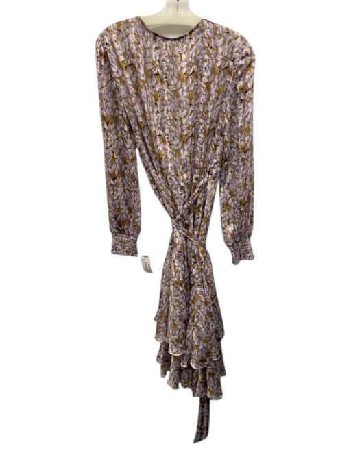 Fanco Size L Purple, Orange & white Polyester Abstract Floral Wrap Dress Purple, Orange & white / L