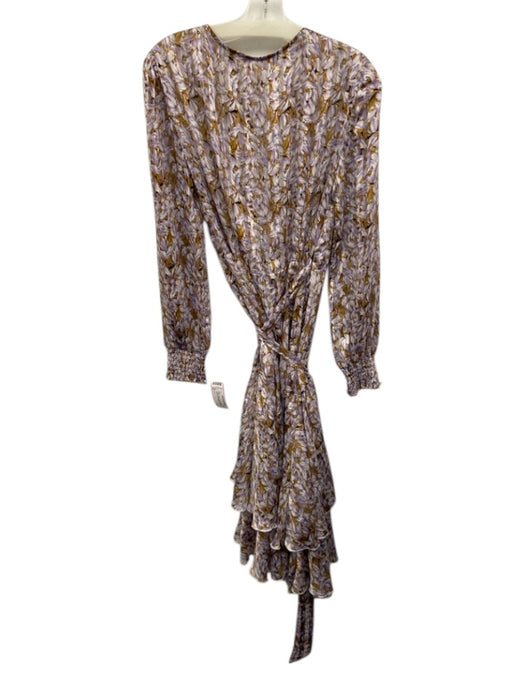 Fanco Size L Purple, Orange & white Polyester Abstract Floral Wrap Dress Purple, Orange & white / L