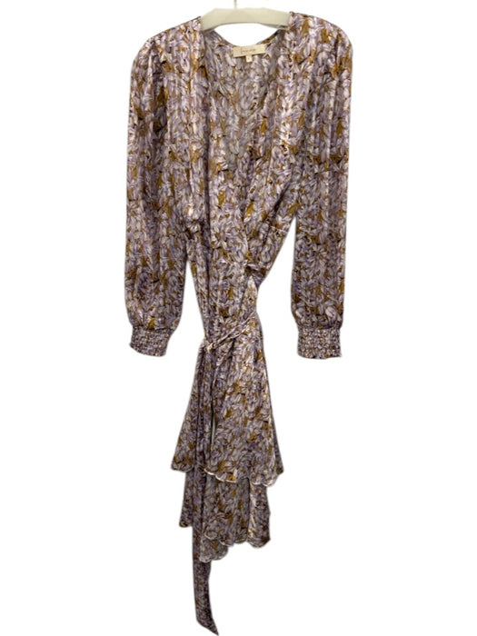 Fanco Size L Purple, Orange & white Polyester Abstract Floral Wrap Dress Purple, Orange & white / L