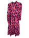CROSBY by Mollie Burch Size S Pink, Black & Orange Polyester V Neck Tiered Dress Pink, Black & Orange / S