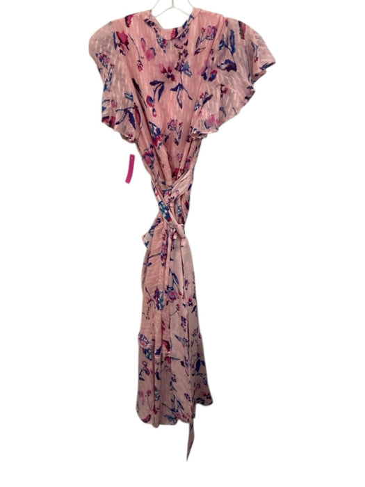 Tanya Taylor Size 6 Pink, Blue & Purple Silk & Cotton Watercolor Print Dress Pink, Blue & Purple / 6