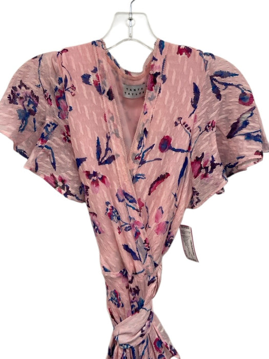 Tanya Taylor Size 6 Pink, Blue & Purple Silk & Cotton Watercolor Print Dress Pink, Blue & Purple / 6