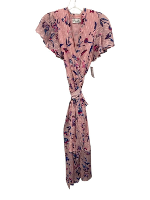Tanya Taylor Size 6 Pink, Blue & Purple Silk & Cotton Watercolor Print Dress Pink, Blue & Purple / 6