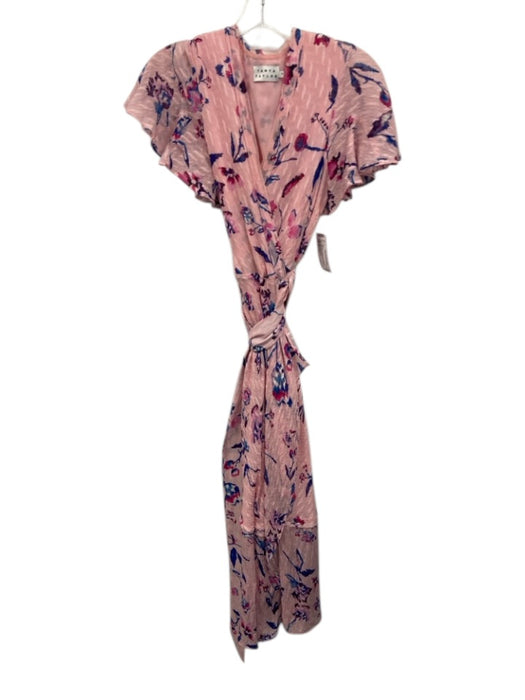 Tanya Taylor Size 6 Pink, Blue & Purple Silk & Cotton Watercolor Print Dress Pink, Blue & Purple / 6
