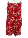 Tanya Taylor Size 6 Red & White Silk Botanical Ruffle Side Zip Midi Skirt Red & White / 6