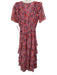 Hale Bob Size XS Red & Multi Polyester Short Sleeve Floral V Neck Dress Red & Multi / XS