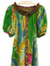 Farm Rio Size XS Green & Multi Linen Blend 1/2 Balloon Sleeve Off Shoulder Dress Green & Multi / XS