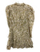 Anna Cate Size XS White & Beige Cotton Floral Long Sleeve Tie V Neck Dress White & Beige / XS