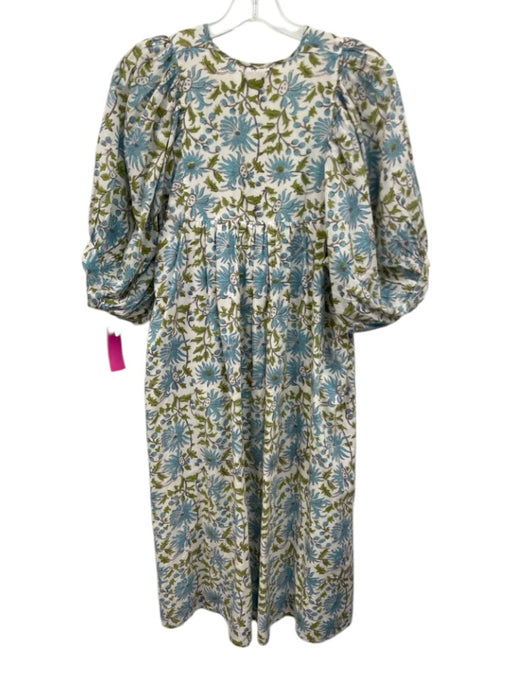 Mille Resort & Travel Size XXS White, Blue & Green Cotton Floral Dress White, Blue & Green / XXS