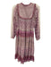 Matta Size XS Cream White & Pink Cotton Floral Long Sleeve Quilted Detail Dress Cream White & Pink / XS