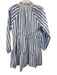 J. Crew Size S White & Blue Cotton Striped Long Sleeve V Neck Tiered Dress White & Blue / S