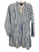 J. Crew Size S White & Blue Cotton Striped Long Sleeve V Neck Tiered Dress White & Blue / S