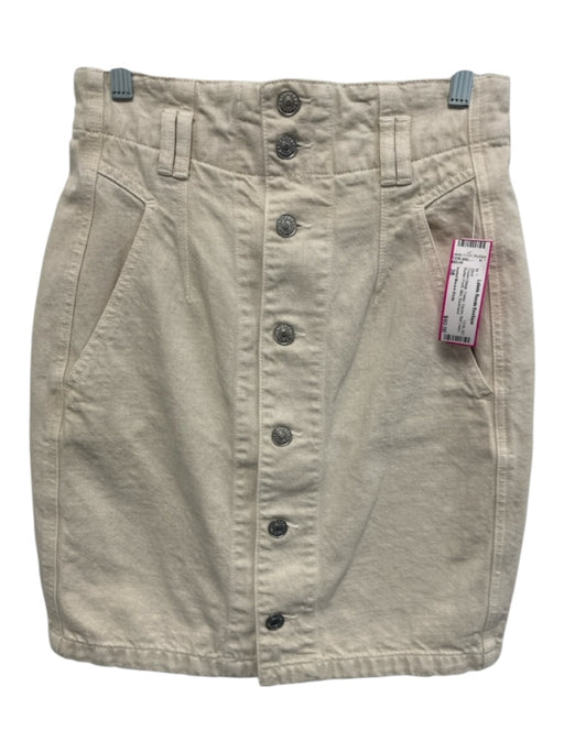 Isabel Marant Etoile Size 38 Cream Beige Cotton Denim Belt Loops Mini Skirt Cream Beige / 38