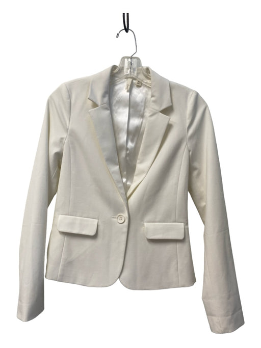 Frenchi Size XS White Polyester Blend Blazer 2 faux pockets Collared Jacket White / XS