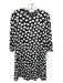 Kate Spade Size 0 Black & White Viscose 3/4 Sleeve Hearts Back Zip Dress Black & White / 0