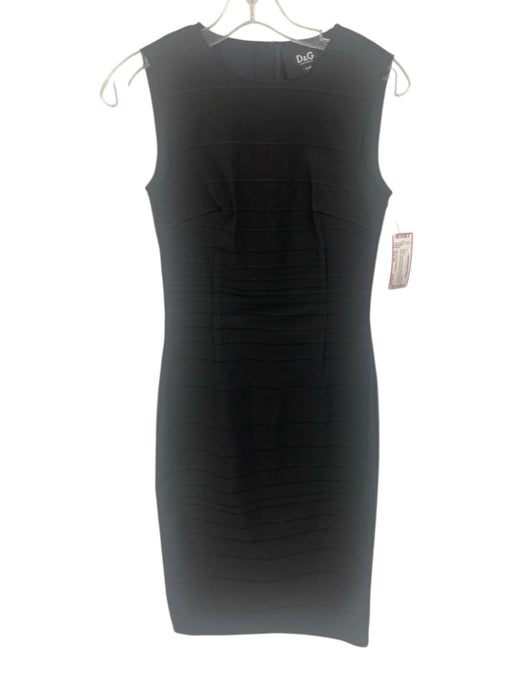 D&G Dolce & Gabbana Size Est XS Black Polyester Blend Sleeveless Back Zip Dress Black / Est XS